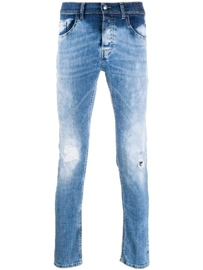 Frankie Morello Distressed Blue Cotton Denim Jeans