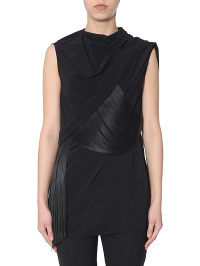 Rick Owens Fringed Tunic In Nero