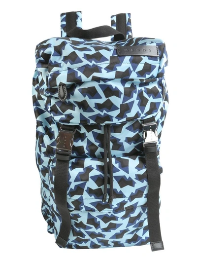 Marni Geometric Printed Backpack In Blue