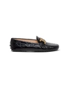 TOD'S GOMMINI CROCO-EMBOSSED LEATHER LOAFERS WITH CHAIN