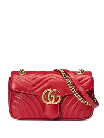 Gucci Women's Gg Marmont Matelassé Leather Mini Chain Camera Bag In Red