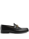Gucci Horsebit Almond-toe Loafers In Black