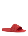 Gucci Red Quilted Gg Pool Slides In Rosso