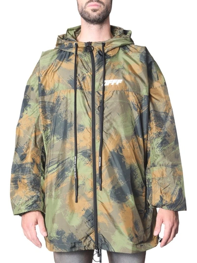 Off-white Hooded Wind Jacket In Green