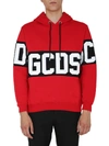 Gcds Band Logo Print Pullover Hoodie In Red