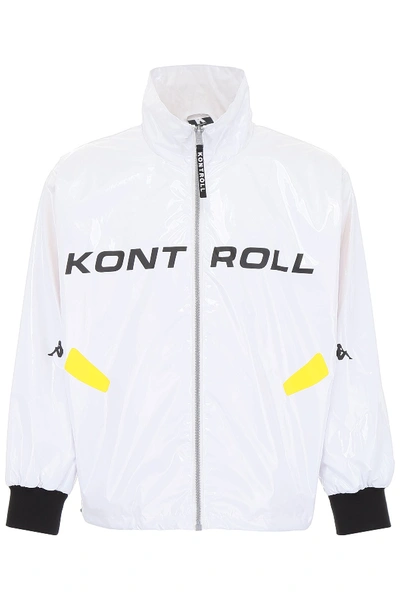 Kappa Kontroll Logo Windbreaker In White Yellow Black