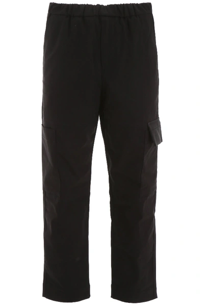 Kenzo Black Tapered Crop Cargo Trousers In Noir