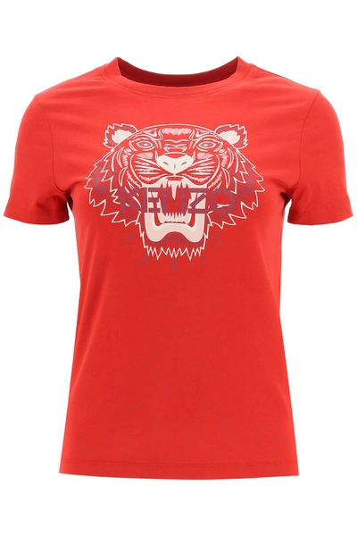 Kenzo Tiger Print T-shirt In Cerise