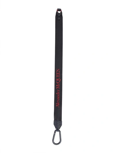 Alexander Mcqueen Key Holder With Logoed Zip In Black