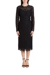 Dolce & Gabbana Midi Dress In Floral Chantilly Lace In Black