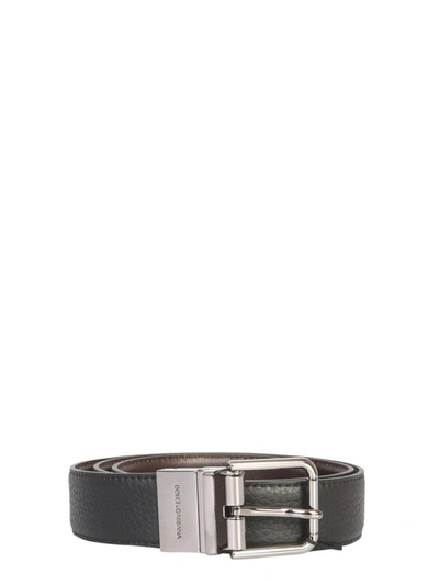 Dolce & Gabbana Leather Belt In Grey