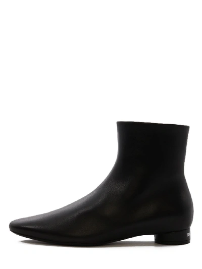Balenciaga Oval Leather Ankle Boots In Black