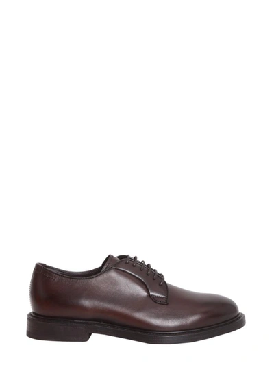 Henderson Leather Derby Shoes In Dark Brown