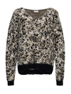 Saint Laurent Leopard Print Knit Sweater In Grey