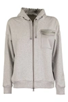 BRUNELLO CUCINELLI BRUNELLO CUCINELLI LIGHTWEIGHT STRETCH COTTON FRENCH TERRY SWEATSHIRT WITH MONILI