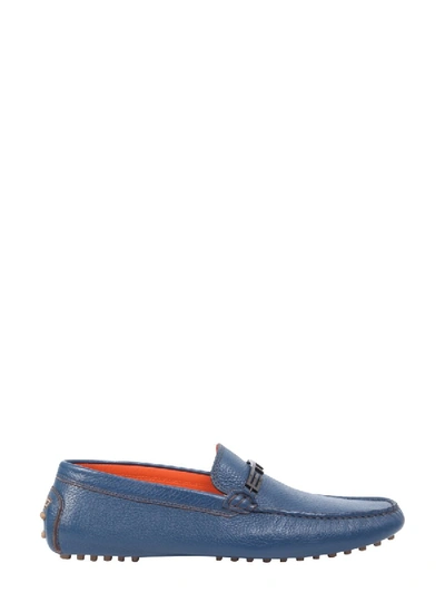 Etro Loafers With Logo Band In Blue