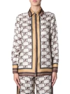 Alberta Ferretti Logo Chain Print Shirt In Beige