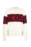 Gcds White Band Logo Sweatshirt In White