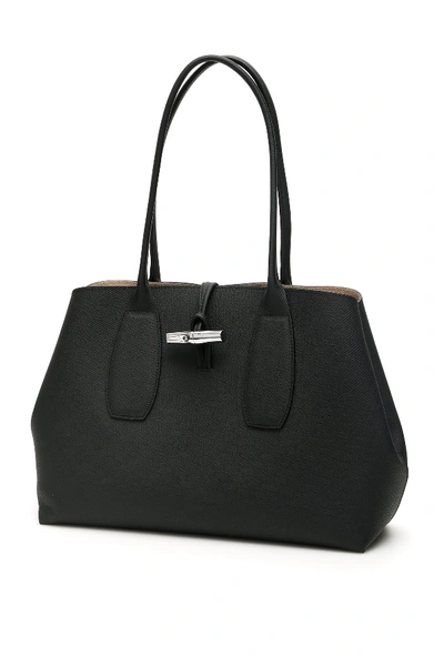 Longchamp Roseau Tote Bag In Nero