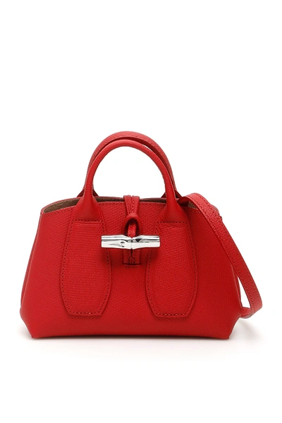 Longchamp Roseau Mini Shopper In Rosso