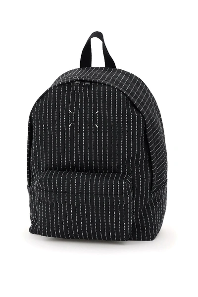 Maison Margiela Canvas Backpack With Logo Embroidery In Black