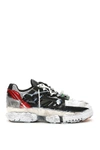 Maison Margiela Men's Colorblock Fusion Leather Trainer Sneakers In Red Black White