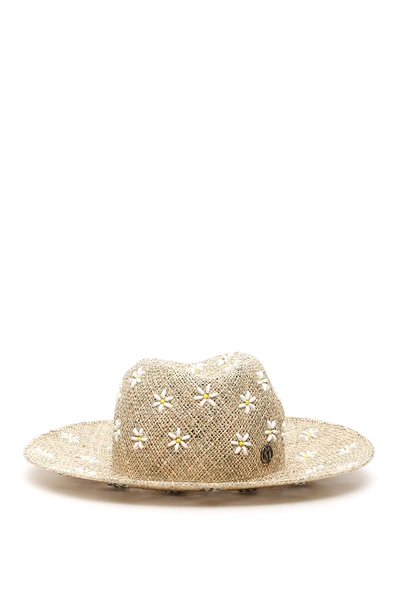 Maison Michel Kate Daisy Embroidered Straw Hat In Natural