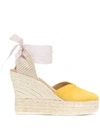 Manebi Hamptons Suede Platform Espadrilles In Yellow