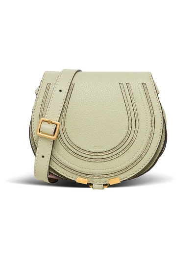 Chloé Marcie Mini Shoulder Bag In Textured Leather In Green