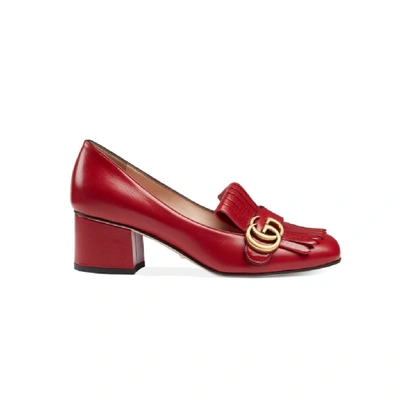 Gucci Marmont Gg Red Sandals In Nero