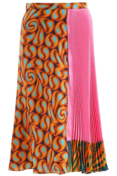 Marni Multicolor Pleated Skirt In Pink,yellow,light Blue