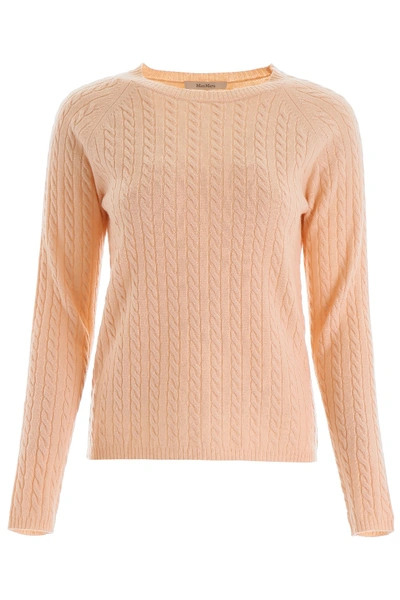 Max Mara Cable-knit Pull In Beige