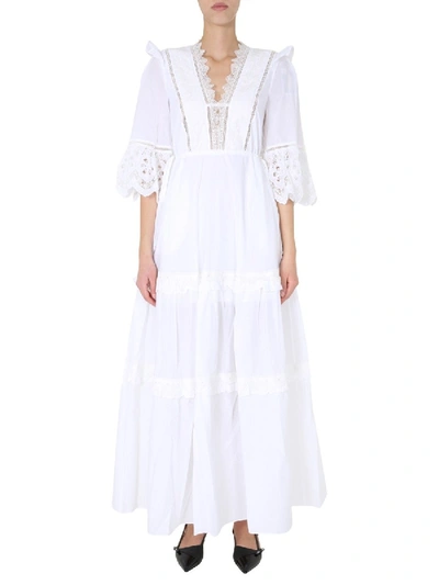 Self-portrait Viole Lace-trim Cotton-poplin Maxi Dress In White