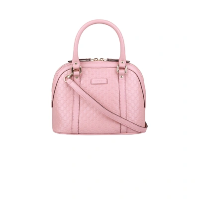 Gucci Mini Ssima Pink Leather Bag In Beige-rosso
