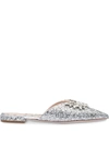 Miu Miu Embellished Glittered Mules In Argento