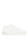 MIU MIU MIU MIU LEATHER SNEAKERS WITH CRYSTALS