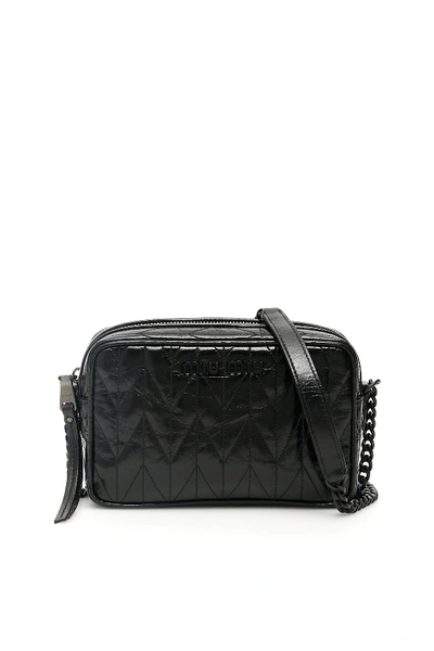 Miu Miu Shine Leather Quilted Bandoliera Leather Bag In Black