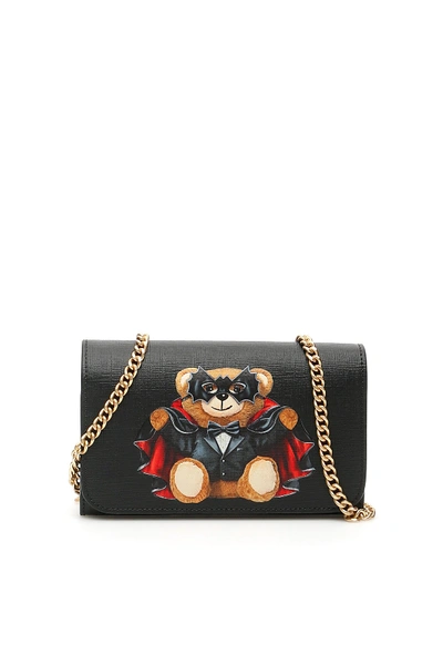 Moschino Bat Teddy Bear Mini Bag In Black