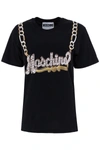 Moschino Logo Chain Print T-shirt In Fantasia Nero