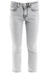 MSGM MSGM CROPPED JEANS WITH LOGO ON BACK