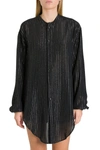 SAINT LAURENT OVERISIZED SHIRT WITH SILVER STRIPES MOTIF