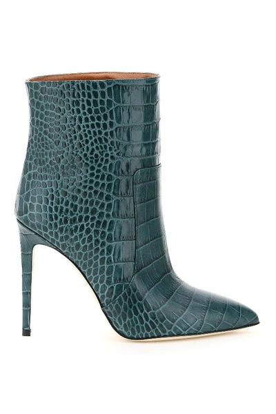 Paris Texas Embossed Stiletto Ankle Boots In Verde