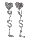 SAINT LAURENT PENDANT EARRINGS WITH HEARTS AND LOGO