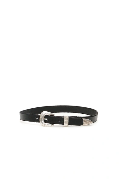 R13 Leather Choker Necklace In Black
