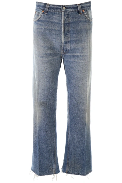 Re/done High Rise Wide Leg Crop Jeans In Blue