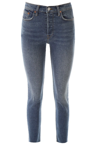 Re/done Raw Cut Slim Jeans In Blue