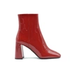 PRADA RED PATENT LEATHER ANKLE BOOTS