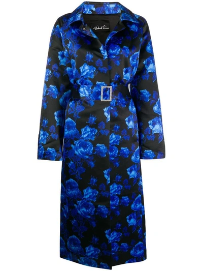 Richard Quinn Mac Flower Print Dress In Blue