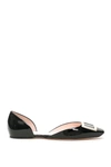 Roger Vivier Trompette D'orsay Leather Ballet Flats In Nero