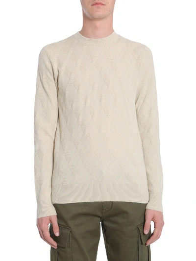 Ballantyne Round Collar Jumper In Beige